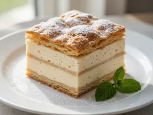 Fit placuszki z serka wiejskiego z miodem, truskawkami i borówkami na białym talerzu, podane jako lekkie śniadanie.